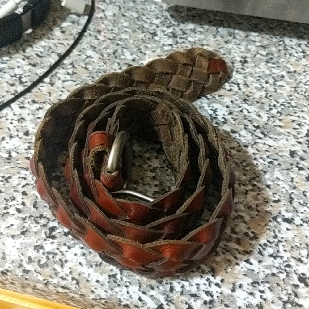 Leather rope belt brown